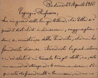 Tullio Levi Civita a Ugo Amaldi