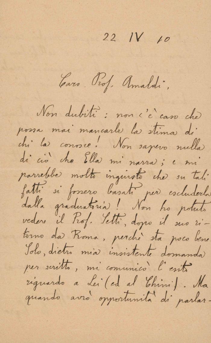 Corrado Segre a Ugo Amaldi, 22/04/1910, Torino, pagina 1
