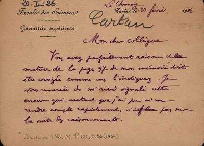 Elie Cartan a Ugo Amaldi
